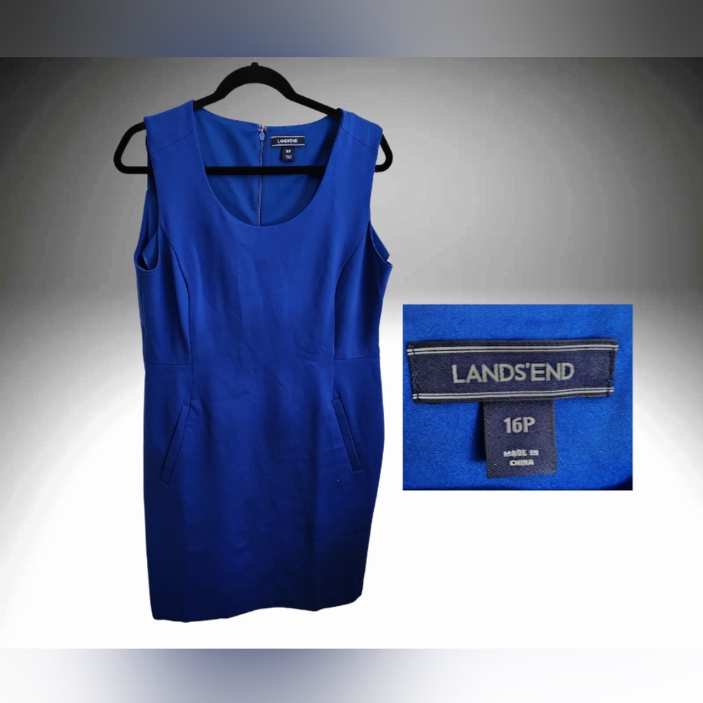 Lands End royal blue sheath dress sz 16P